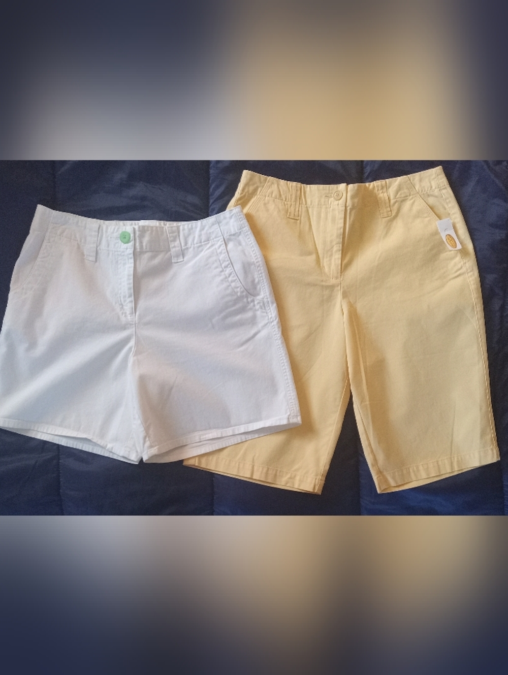 Talbots White and Yellow Cotton Shorts Lot Size 12